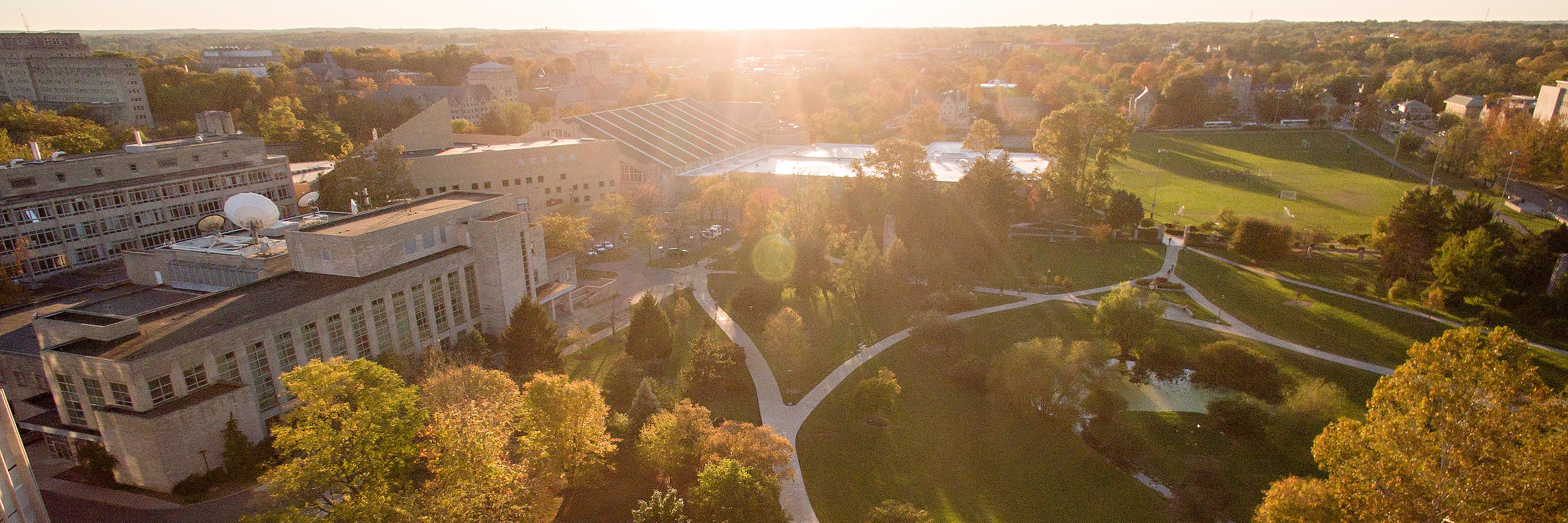 Aerial view of the IU Bloomington campus.