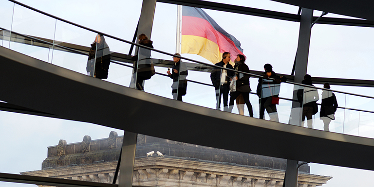 View from the inside of the Reichstag in Berlin, Germany.